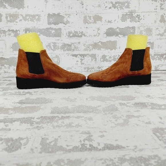 New Amalfi By Rangoni Brown Suede Pull On Chunky Sole Chelsea Boots W687 - Picture 7 of 12